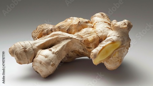 A large ginger root on a white background photo
