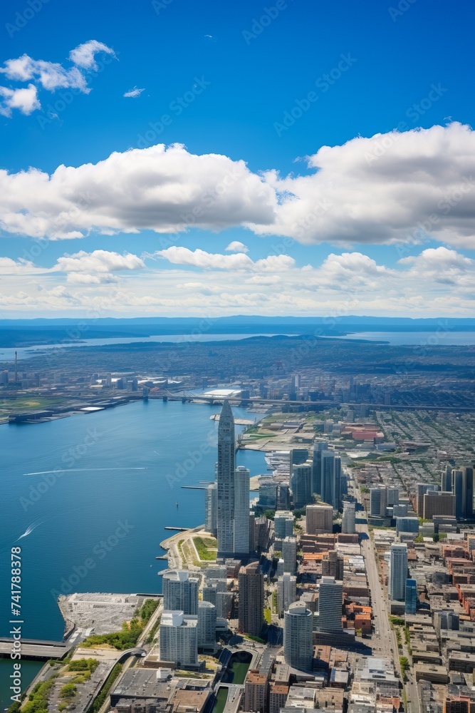 Obraz premium An aerial view of Toronto's waterfront and downtown core