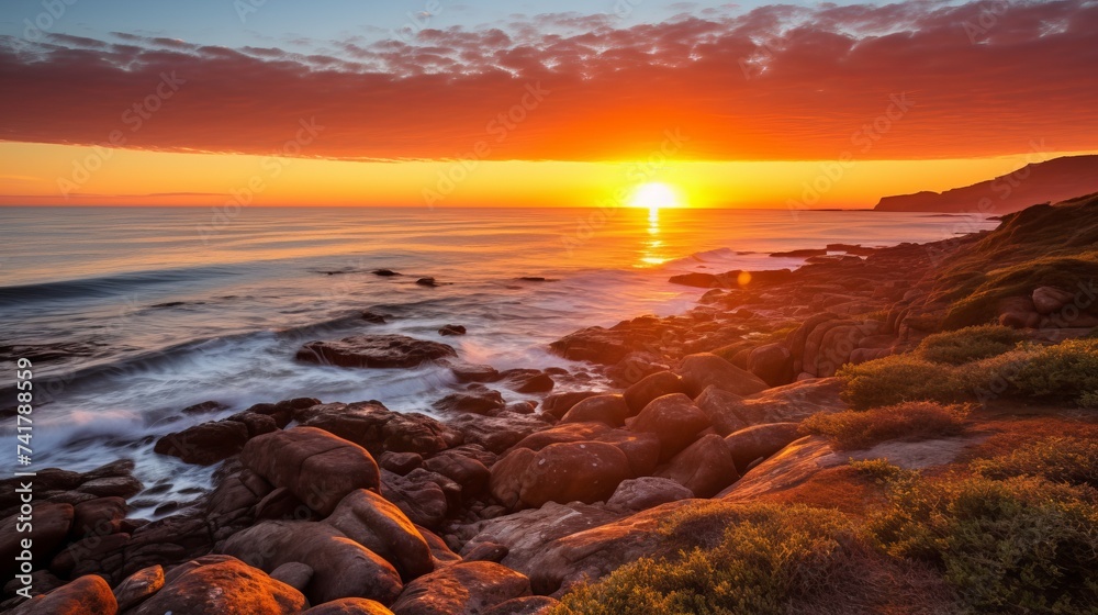 Rocky coast sunset