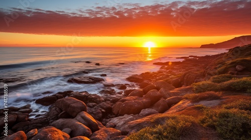 Rocky coast sunset