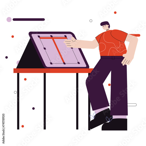 Illustration concept of a designer creating a design with their tablet