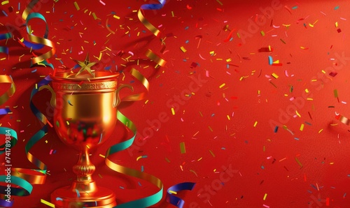 A golden trophy with stream...
