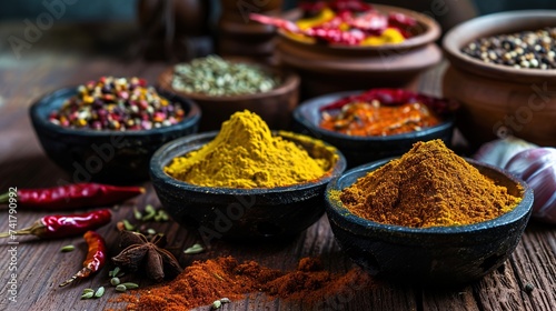 Aromatic herbs and spices enhancing the flavors of nourishing dishes