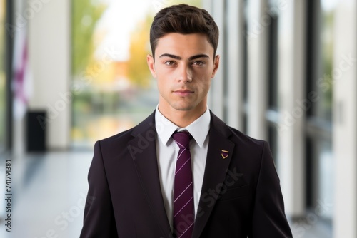 Young male student in suit and tie