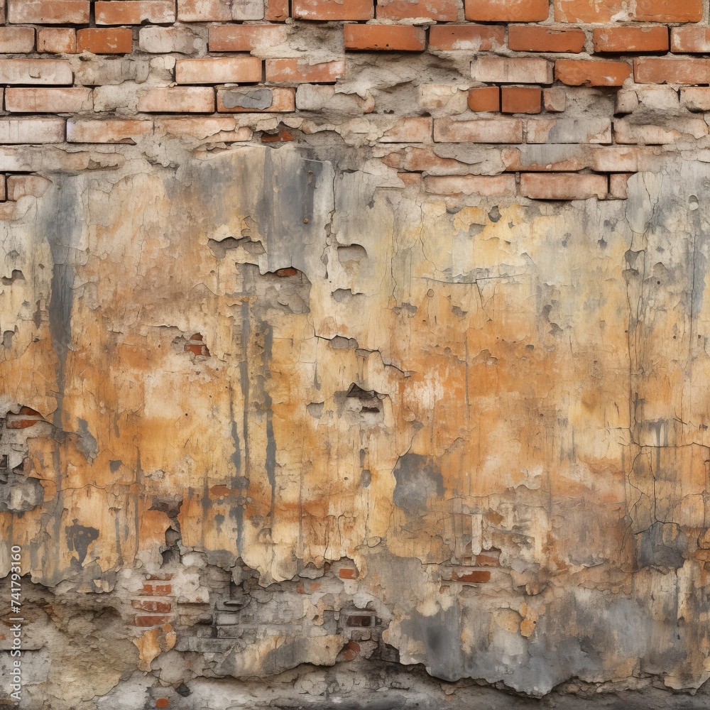 old weathered brick wall with peeling paint old weathered brick wall with peeling paint
