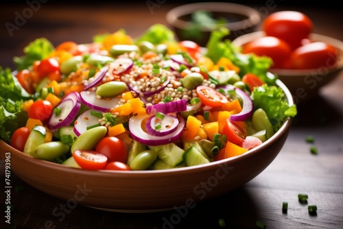 Salad with vegetables and tofu photo