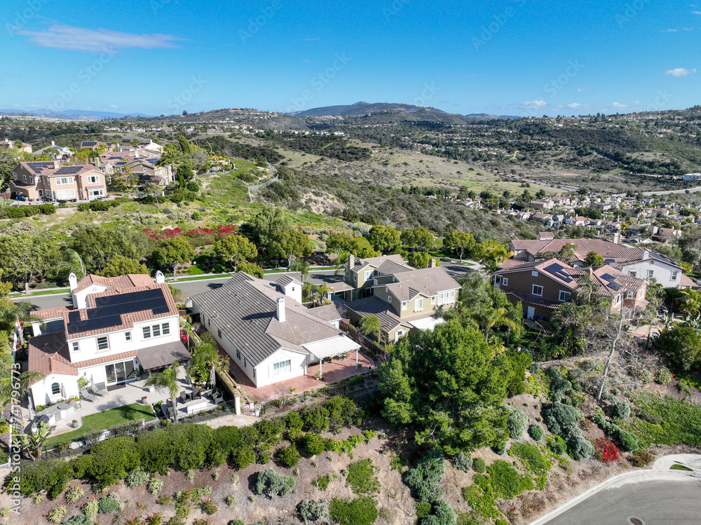 Aerial view of large-scale villa in wealthy residential town of Carlsbad, South California, USA. High quality 4k footage Aerial view of large-scale villa in wealthy residential town of Carlsbad, South California, USA. High quality 4k footage