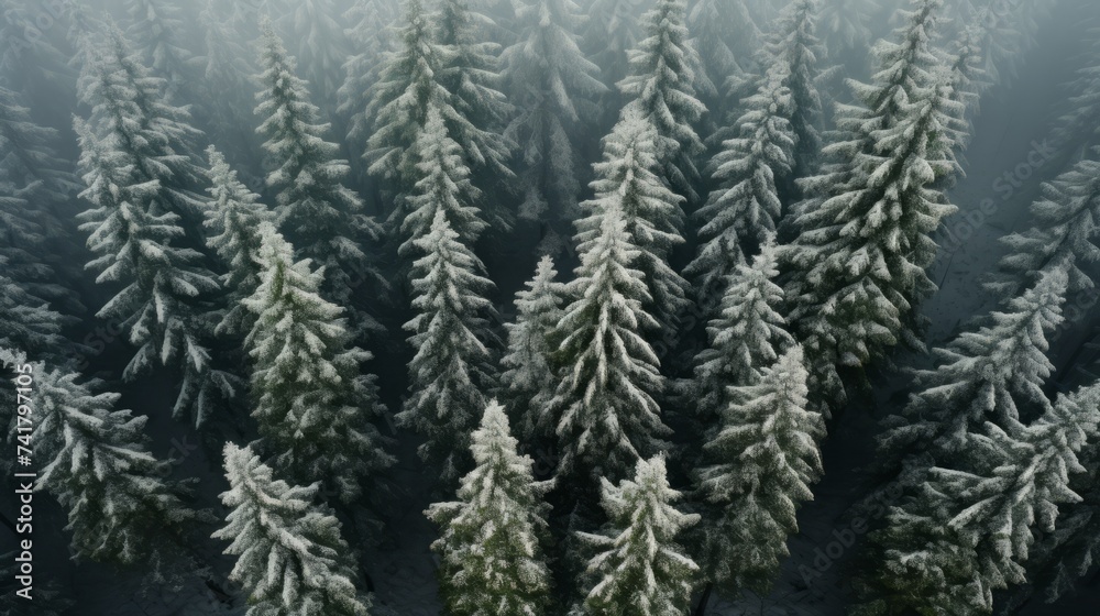 Winter forest with snow-covered trees