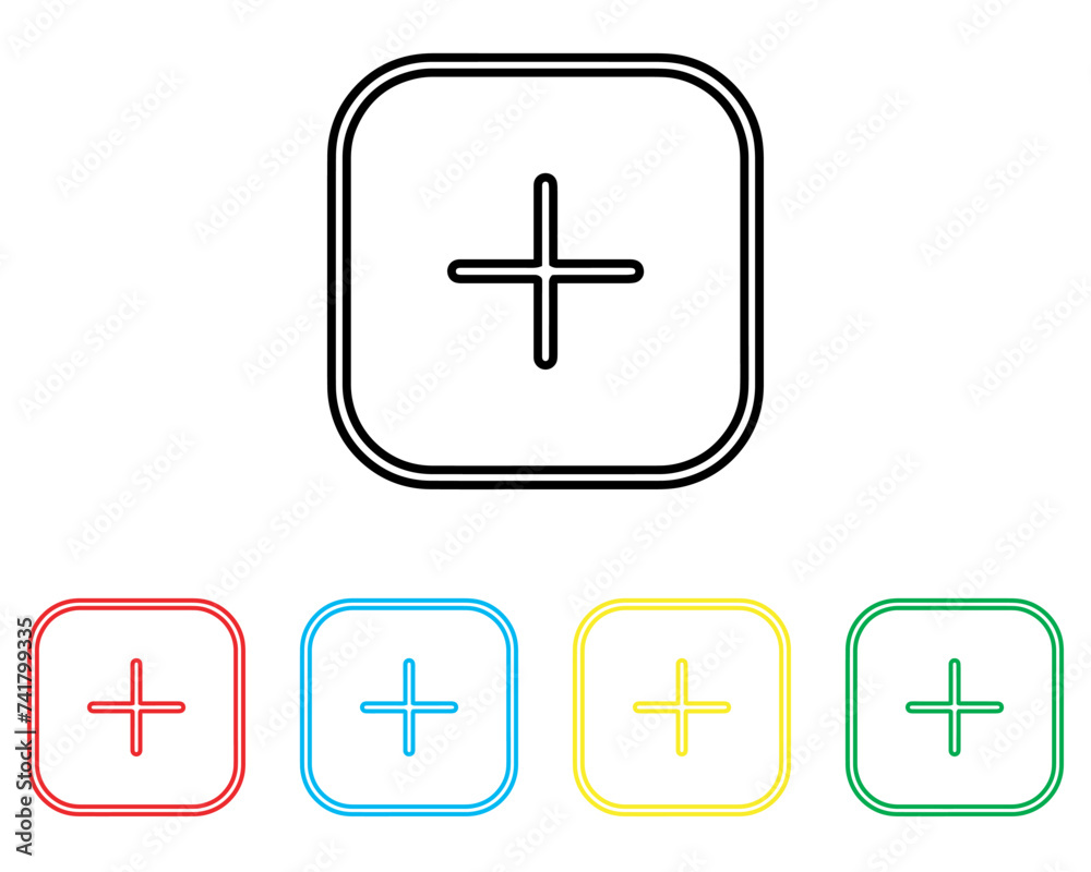 Add icon vector. Plus sign symbol in trendy flat style. Set elements in colored icons. Medical cross vector icon illustration isolated on white background Add icon vector. Plus sign symbol in trendy flat style. Set elements in colored icons. Medical cross vector icon illustration isolated on white background