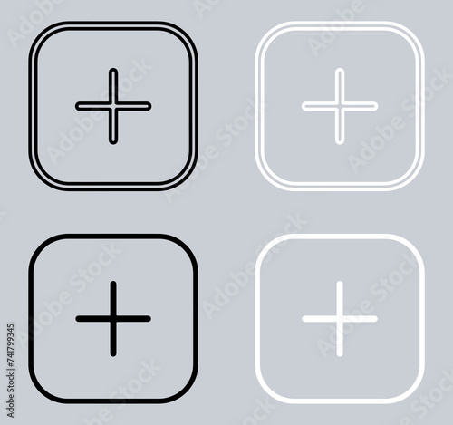 Set of Add icon. Plus icon sign symbol in trendy flat style. Medical cross vector icon illustration isolated on gray background