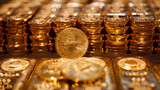 Golden coins concept, background for financial design