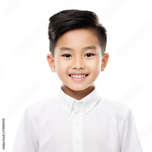 Cheerful young Asian boy, cut out