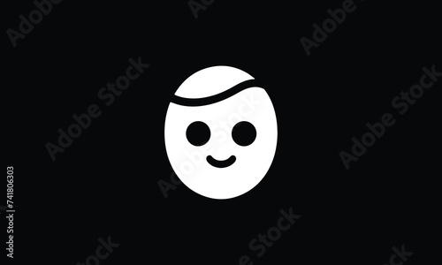 black and white modern stylish face icon 