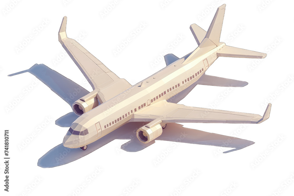 Cute_Plane_Boeing_white_isometric_fantasy_3d_redering