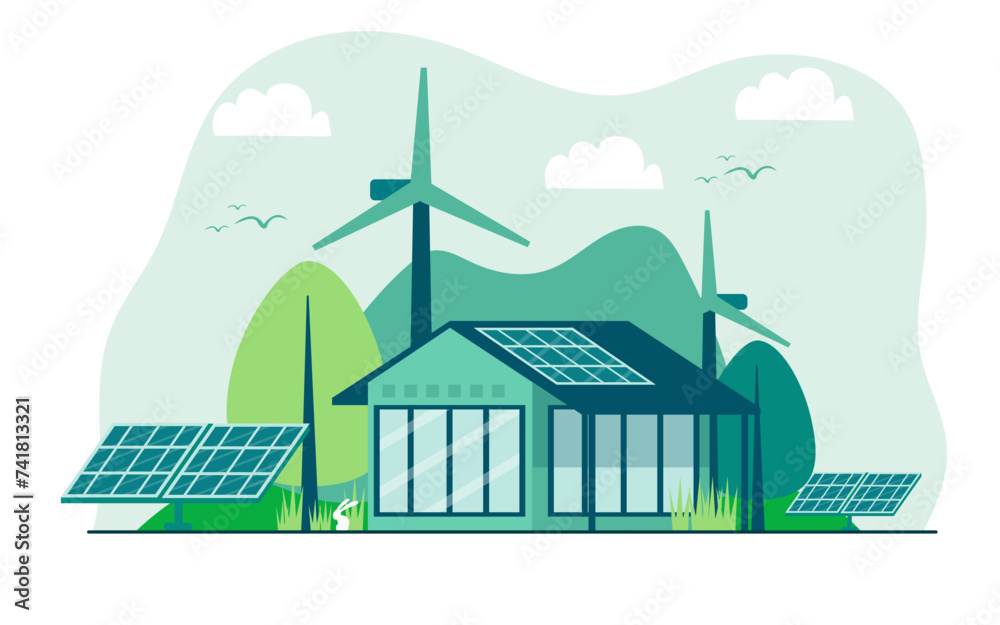 Vector Environmental care concept green energy from renewable sources