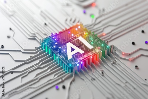 AI Brain Chip developmental neurology. Artificial Intelligence cognitive neuroscience mind judgment axon. Semiconductor thyrotropin releasing hormone circuit board object tracking photo
