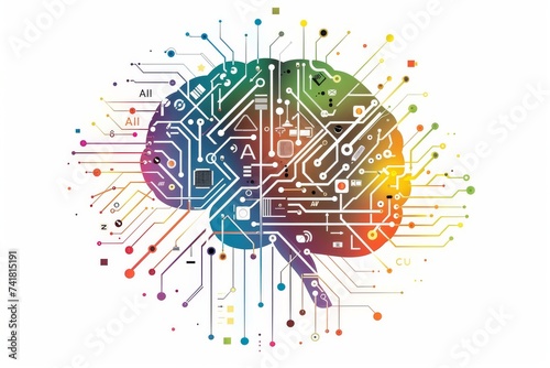 AI Brain Chip healthcare technology. Artificial Intelligence brain computer interface usability mind memory overhead axon. Semiconductor neuronal inhibition circuit board thalamus photo