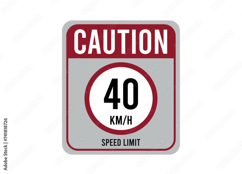 40km speed limit. Vector design for traffic, caution with speed. Sign isolated on white background 40km speed limit. Vector design for traffic, caution with speed. Sign isolated on white background
