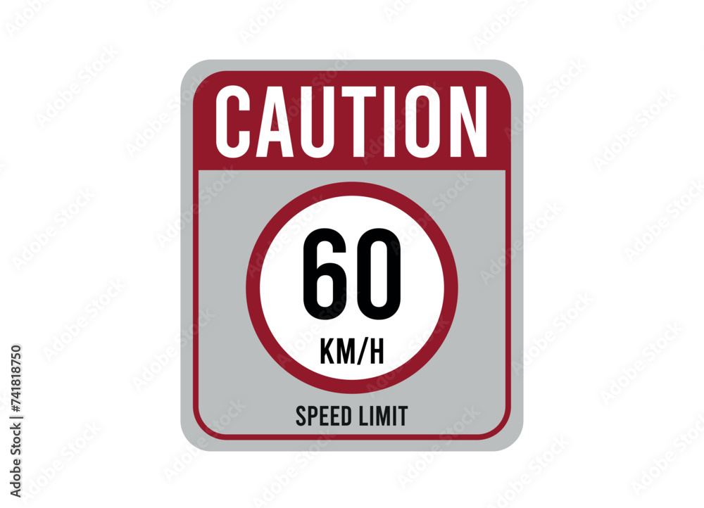 60km speed limit. Vector design for traffic, caution with speed. Sign isolated on white background 60km speed limit. Vector design for traffic, caution with speed. Sign isolated on white background