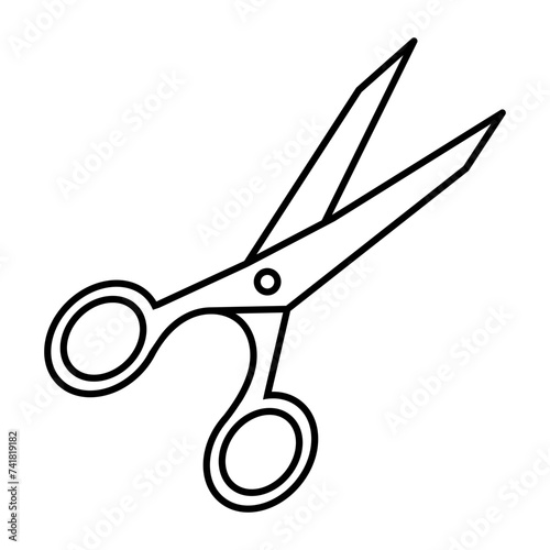 black line scissors, scissors sign, for hairdresser, barbershop, isolated