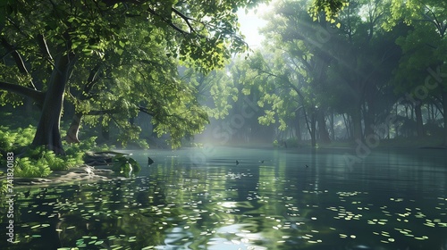 Palm trees sway in the warm breeze, casting dappled shadows upon the glistening shore,