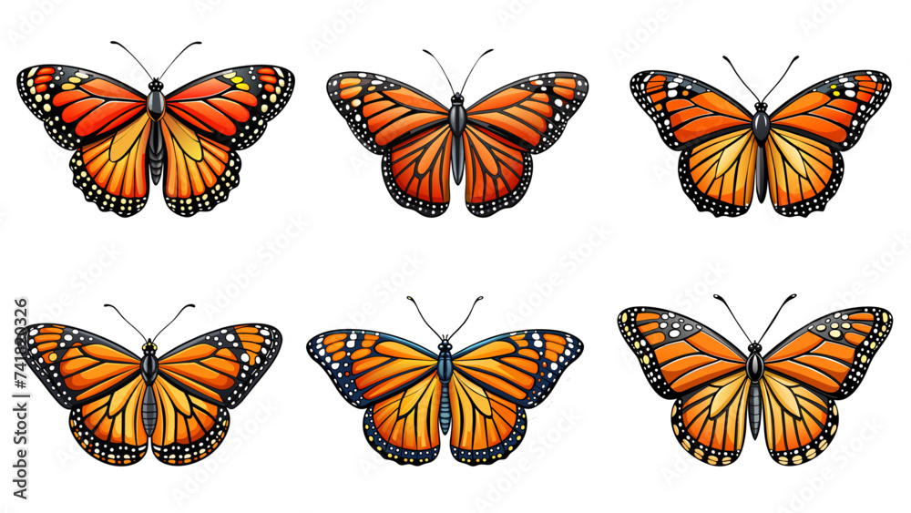 Vector set of monarch butterfly. Stock Vector | Adobe Stock