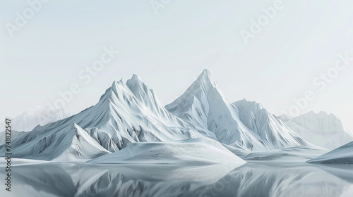 3d render of a sleek minimalist landscape with sharp angular mountains