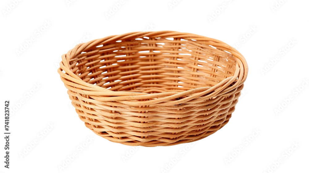 Wicker basket isolated on transparent background. Empty wicker basket. Wicker basket isolated on transparent background. Empty wicker basket.