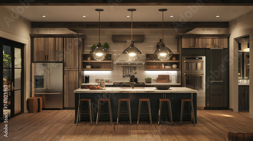 Illuminating Kitchens: Pendant Lighting Inspirations. Generative AI photo