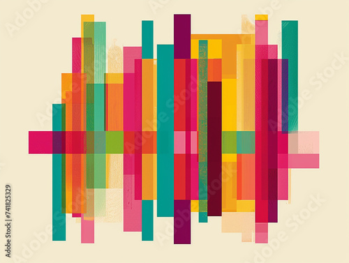 Illustration of a series of vibrant geometric shapes forming a minimalist pattern