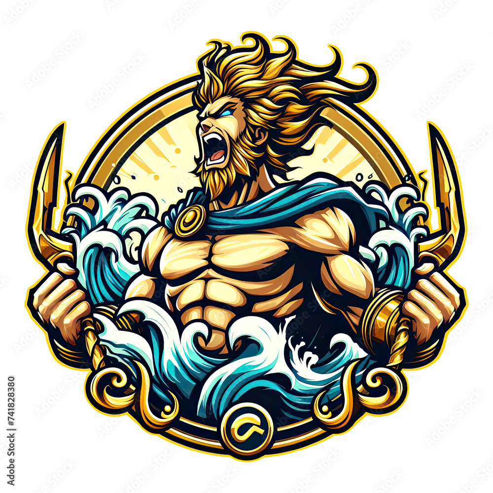 zeus, deity Mascot Logo, Esports gaming emblem, T-Shirt print zeus, deity Mascot Logo, Esports gaming emblem, T-Shirt print