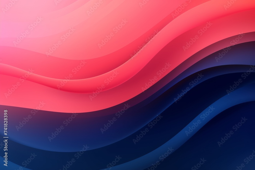 Coral Pink to Midnight Blue abstract fluid gradient design, curved wave ...