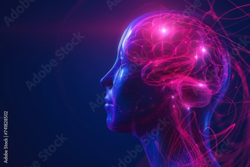 AI Brain Chip planning. Artificial Intelligence multi store model human joint replacements mind circuit board. Neuronal network emotional regulation smart computer processor anxiety
