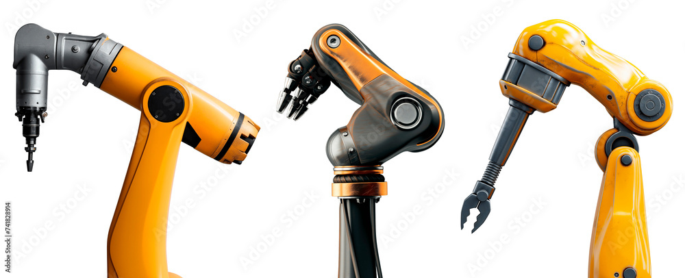 Industrial robot hand, side view. Isolated on a transparent background. Industrial robot hand, side view. Isolated on a transparent background.