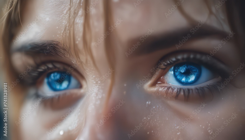 Intense blue eyes close-up portrait