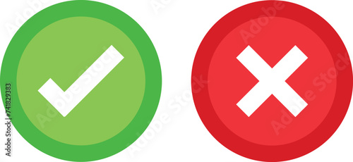 Green check mark and red cross mark icon set
