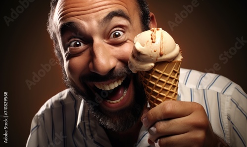 A happy, smiling, comical a...
