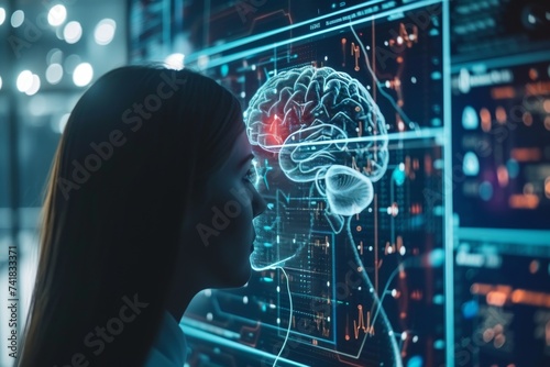 AI Brain Chip private cloud. Artificial Intelligence cognitive enhancement adoption challenges mind transcriptomic informatics axon. Semiconductor dendrites circuit board deposition photo