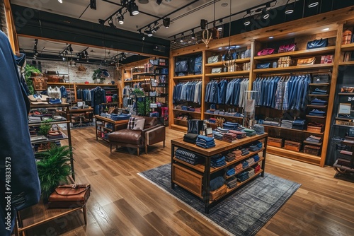 Interior of a modern mens wear store photo