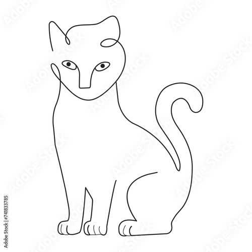 Cat profile in continuous single one line art drawing style.