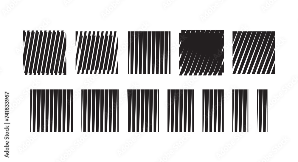 Set of abstract squares and rectangles with distortion, refraction, halftone effect Set of abstract squares and rectangles with distortion, refraction, halftone effect