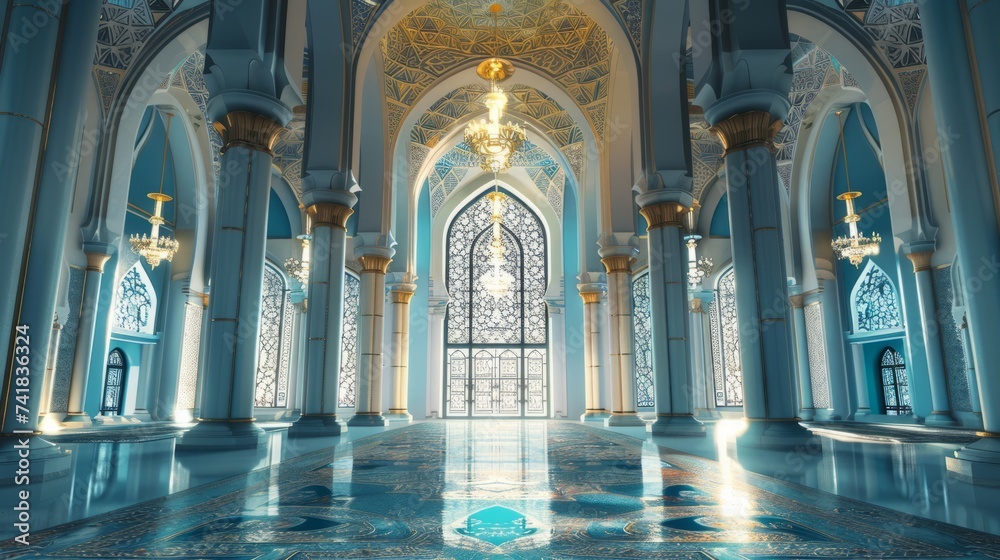 Stunning 3d illustration: captivating architecture design of a muslim mosque - perfect for ramadan concepts