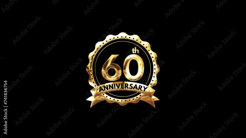 60th Anniversary luxury Gold Animation. Greeting for the 6th ...