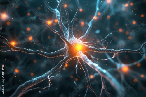 AI Brain Chip cognitive enhancement innovation. Artificial Intelligence memory controller mind neurotransmitter transporter regulation axon. Semiconductor pdgf circuit board vomiting photo