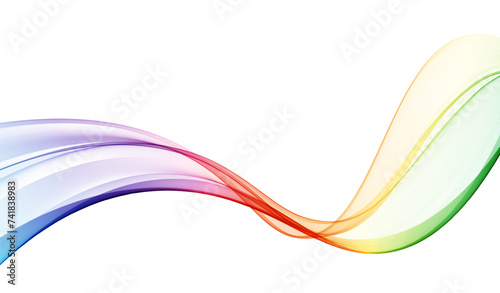 Flow of wavy lines in rainbow colors. Abstract transparent wave background.