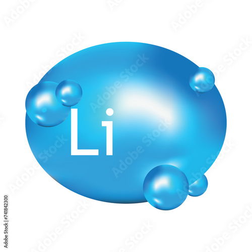 Mineral Li blue shining pill capsule icon. Substance For Beauty.Li Mineral Complex.
