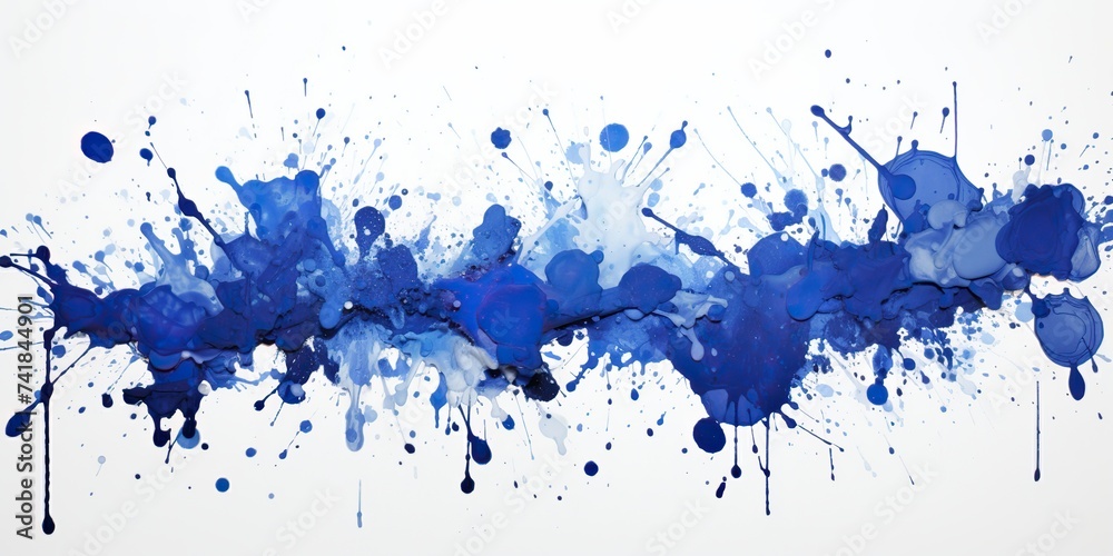 Blue drop watercolor splash paint draw ink graphic art. Decoration background on paper canvas can be used like mock up or creative template scene