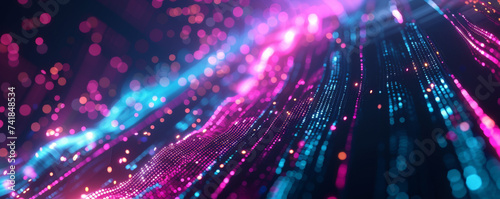 Futuristic Data Visualization with Neon Lines and Bokeh Effects
