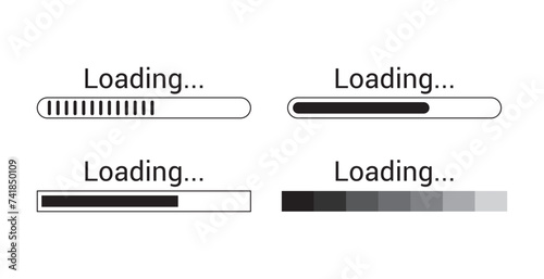 Set of loading  vector icons. loading bar progress icon. Download progress. Collection Loading status.