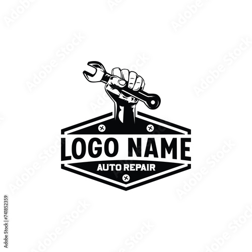 Auto repair service logo, badge, emblem, Mechanic logo template. Perfect logo for the automotive and repair industry
